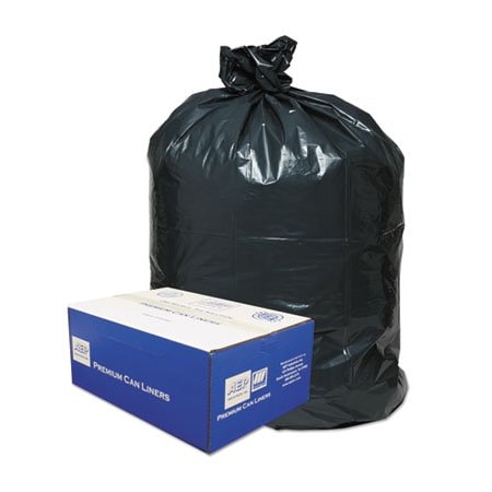 Webster Industries Classic, LINEAR LOW-DENSITY CAN LINERS, 60 GAL, 0.9 MIL, 38in X 58in, BLACK, 100PK 385822G